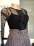 Blusa romantic em tule preta com sobreposição - NINA MELANINA BRECHÓ