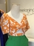 Cropped bufante laranja floral