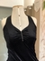 Vestido longo preto em veludo molhado - NINA MELANINA BRECHÓ
