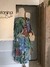 Saia midi azul estampa folhagens - comprar online