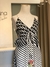 Vestido longo P&B estampa folhagens