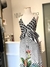 Vestido longo P&B estampa folhagens - comprar online