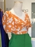 Cropped bufante laranja floral - comprar online