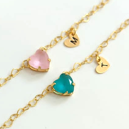 Pulseira coração com pingente de coração