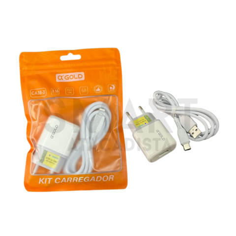 Carregador Turbo Completo aGold Tipo C 3.1A 1 USB CA383