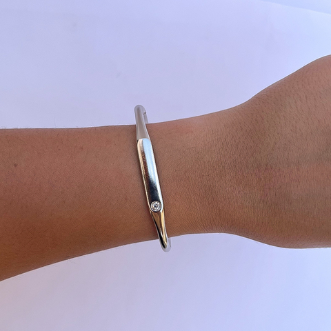 Bracelete Placa Prata 60mm