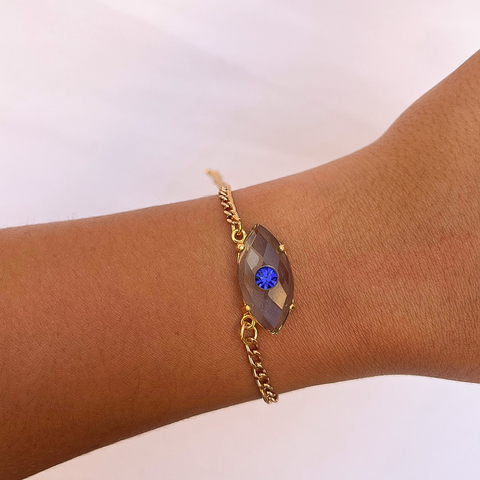 Pulseira Olho Grego Azul Dourada