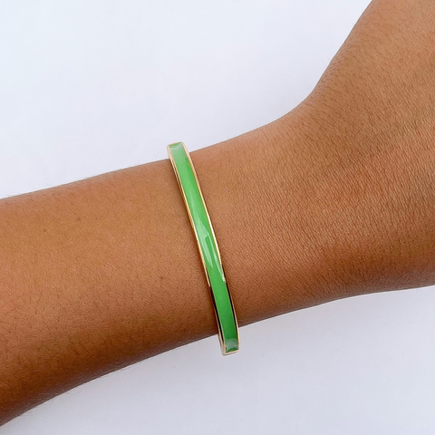 Bracelete Fino Verde Dourado 60mm
