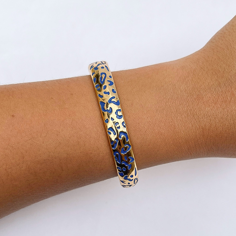Bracelete Tigre Azul Dourado 60mm