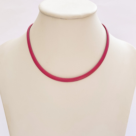 Colar Malha Rosa Escuro