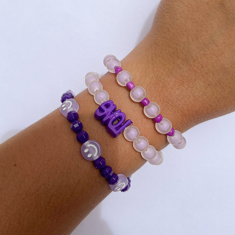Kit Pulseiras Miçangas Roxa