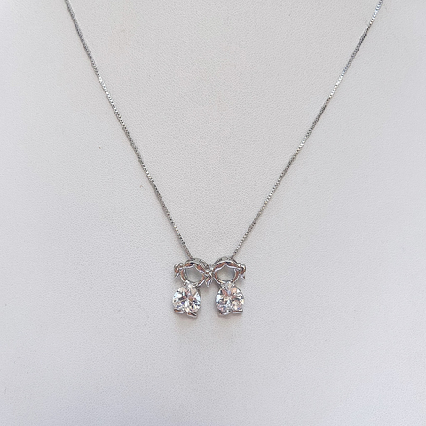 Colar Casal 2 Meninas Prata