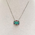 Conjunto Redondo Verde Cravejado Prata - hannahacessorios