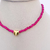 Colar Miçanga Rosa c/coração Dourado