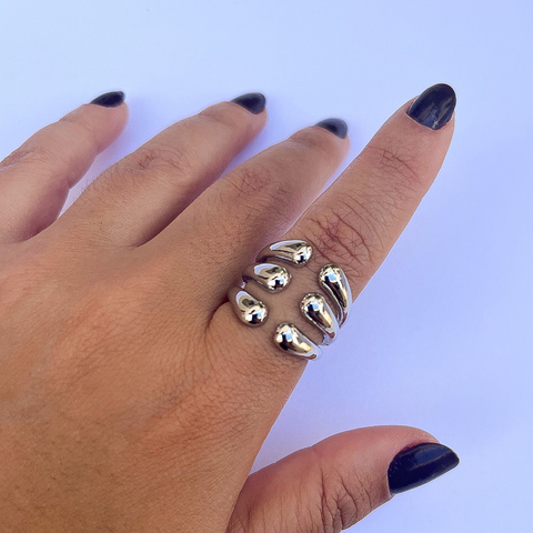 Anel Triplo Regulável Prata