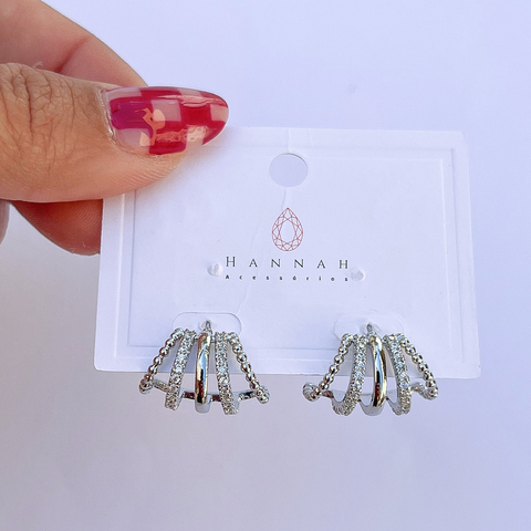 Brinco Encaixe Cravejado Prata