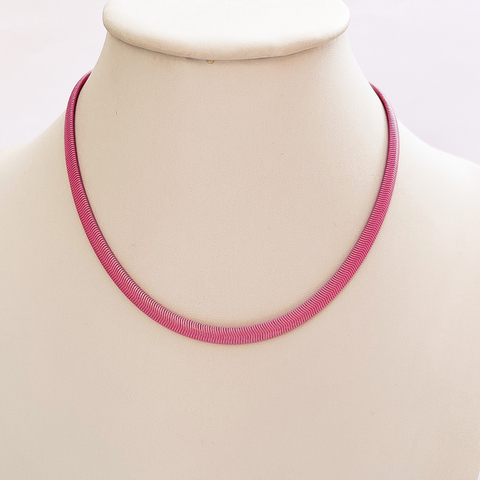 Colar Malha Rosa Claro