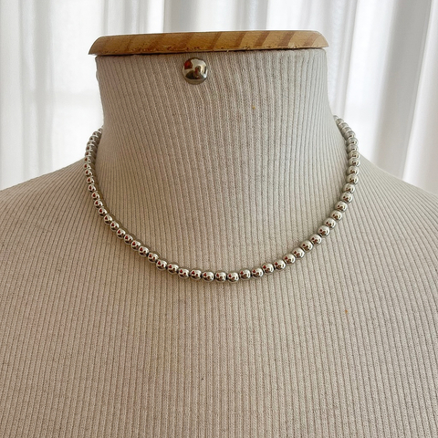 Colar Esfera P Prata 46cm