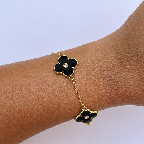 Pulseira Trevo Inspiração Preta 19cm