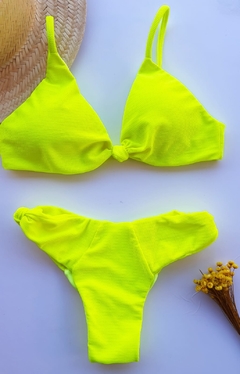 Biquini Nó texturizado amarelo neon - Dipimenta moda praia 