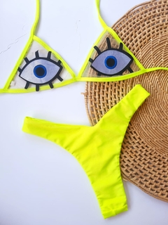 biquini olho grego amarelo neon
