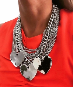 Collar cascada maxi corazones espejados - comprar online