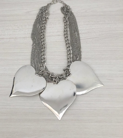 Collar cascada maxi corazones espejados