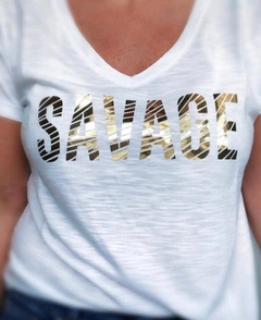 Remera Savage Dorado Metal y Plata en internet