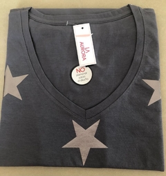 Remera Gris con Estrellas Metal Foil Peltre - comprar online