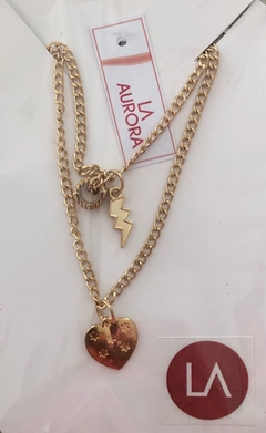 Collar doble dorado con dijes mix