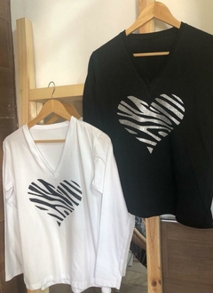 Remera corazon cebra manga larga en internet