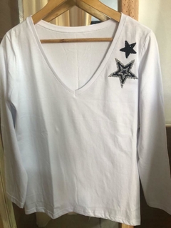 Remera doble estrellas strass manga larga - comprar online
