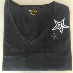 Remera doble estrellas strass manga larga