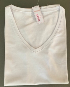 Remera básica manga corta cuello V ( Blanco)
