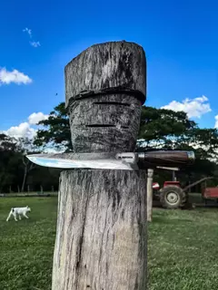 Faca artesanal gaúcha aço carbono 10 polegadas madeira e alpaca - comprar online