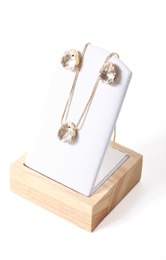 CONJUNTO DOURADO GOTA CRISTAL