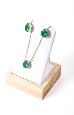 CONJUNTO DOURADO GOTA VERDE