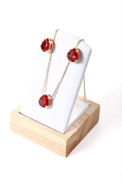CONJUNTO DOURADO GOTA VERMELHA
