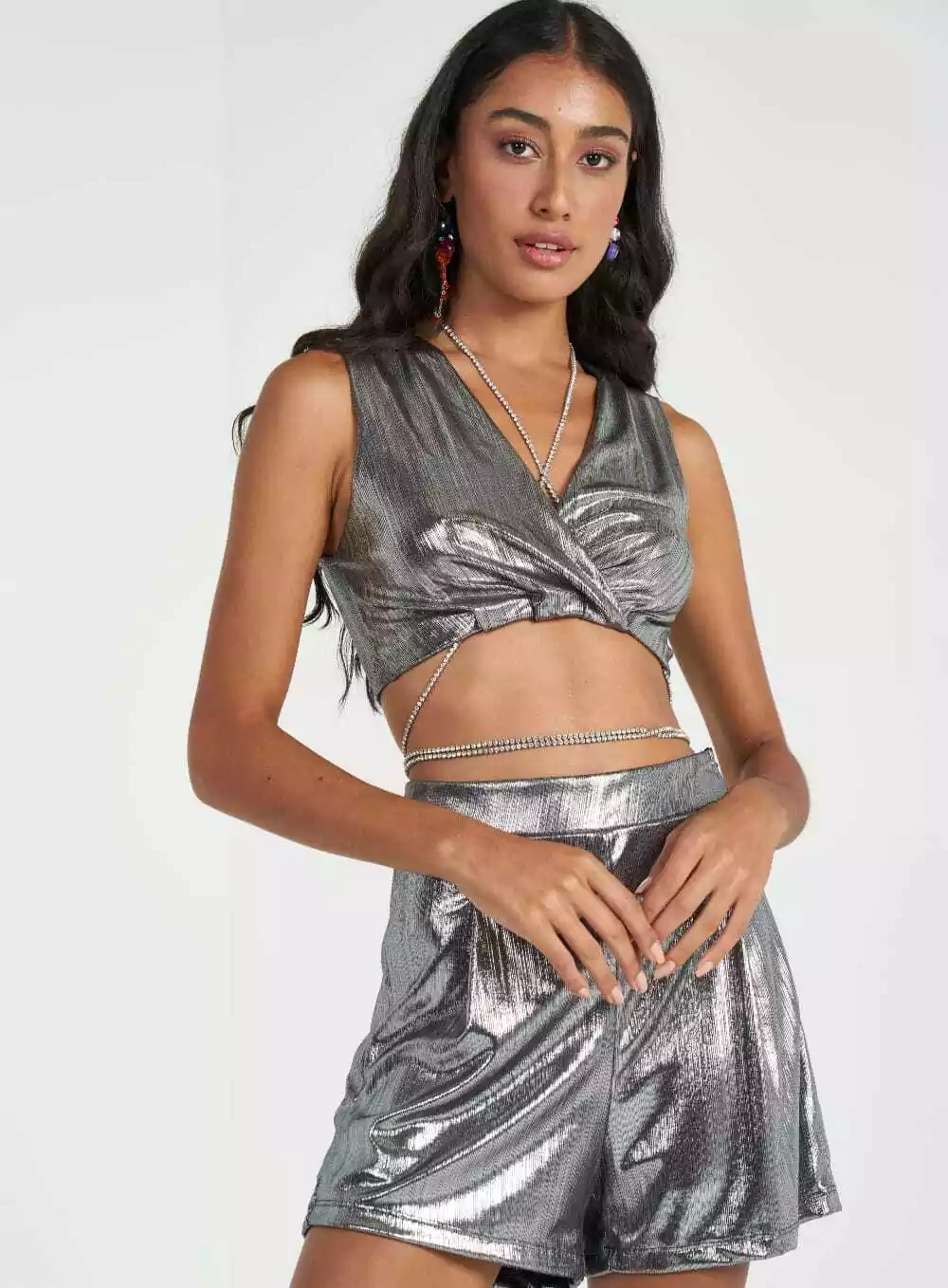 Blusa CROPPED Metalizado SILVER COLCCI 36.01.16603