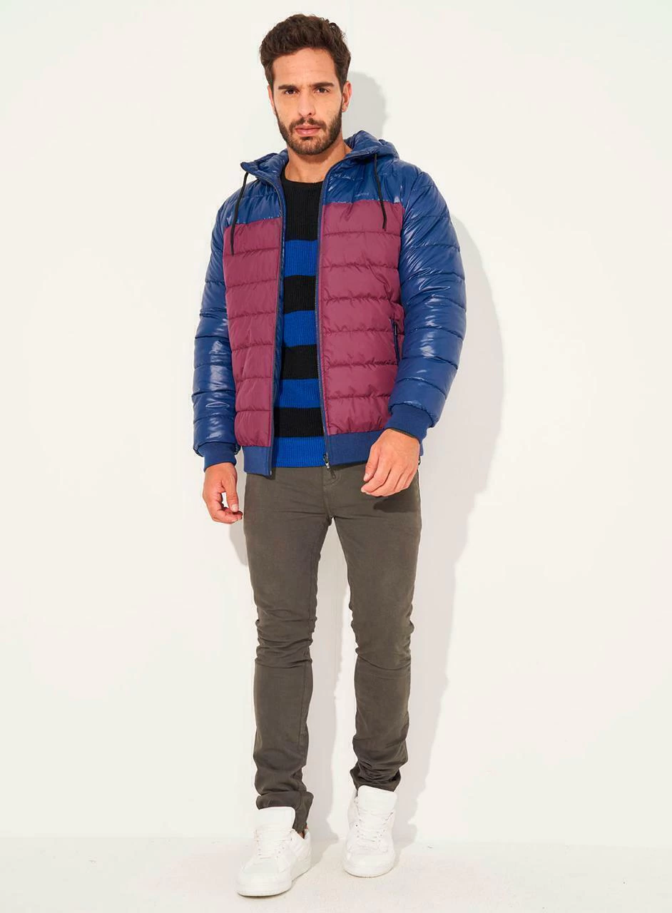 Jaqueta Masculina NYLOM PUFFER Vinil Dupla Face COLCCI Azul/Violeta 33.01.01009
