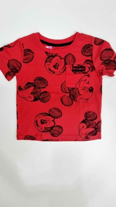 REMERA ROJA CARAS DE MICKEY MARCA DISNEY TALLE 3 AÑOS