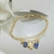 Pulsera Doble Cadena Y Amuletos Ojos Turcos - Acero Dorado en internet