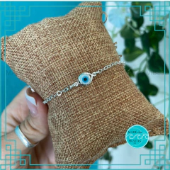 Pulseira 3 olho grego fundo azul (PUL889)