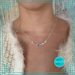 Colar zirconias com coração (35411)
