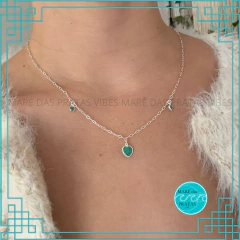 Colar choker zirconia azul agua (39911)