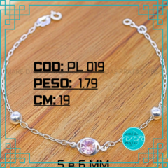 Pulseira zircônia rosa e esferas (pu5508)