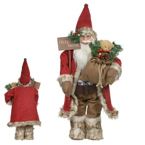 Papai Noel c/ placa e urso - 60cm