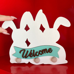 Placa de MDF trio de coelhos - 20x15cm - comprar online