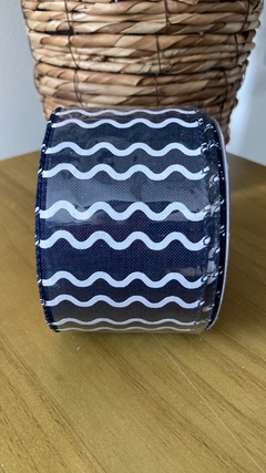 Fita azul marinho c/ branco - 6,2cmx9,14m - comprar online