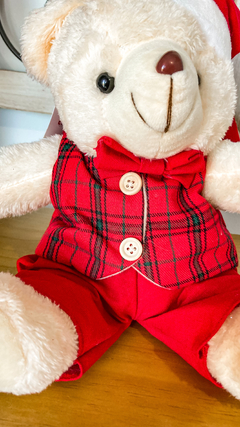 Casal de urso pelúcia vermelho/xadrez - 30cm - comprar online